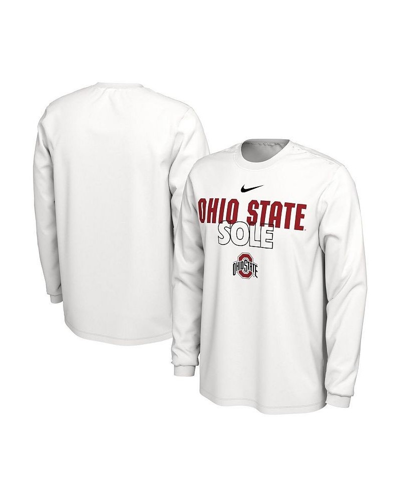 Men's White Ohio State Buckeyes On Court Long Sleeve T-shirt $29.49 T-Shirts