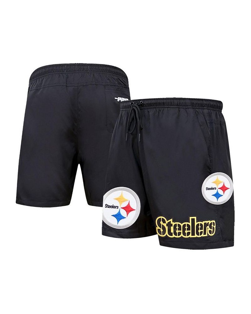 Men's Black Pittsburgh Steelers Woven Shorts $45.00 Shorts