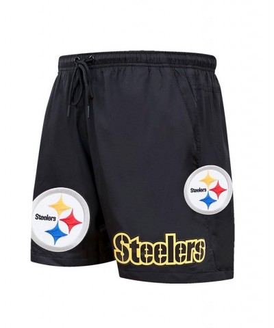 Men's Black Pittsburgh Steelers Woven Shorts $45.00 Shorts