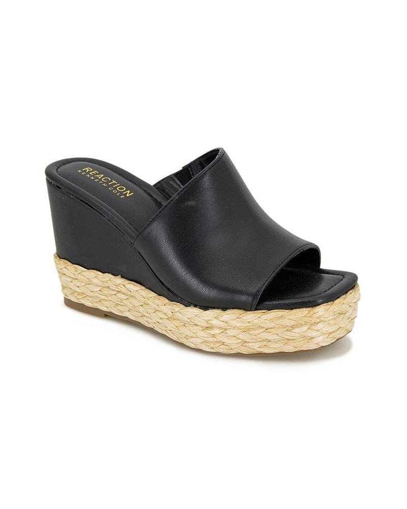 Women's Maria Mule Wedge Sandals Black $51.48 Shoes