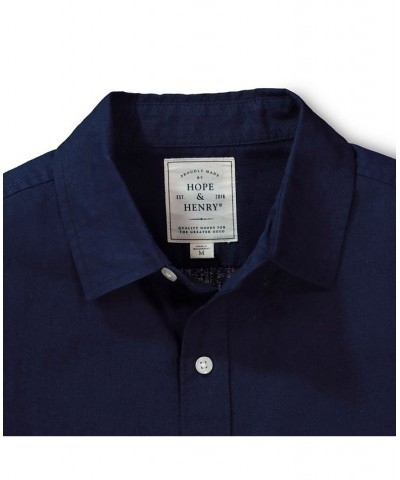 Mens' Linen Button Down Shirt Blue $23.37 Shirts