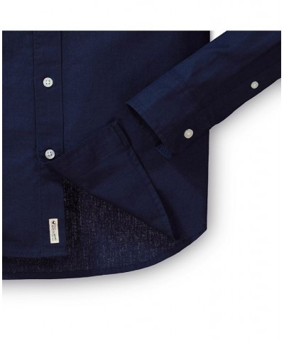 Mens' Linen Button Down Shirt Blue $23.37 Shirts