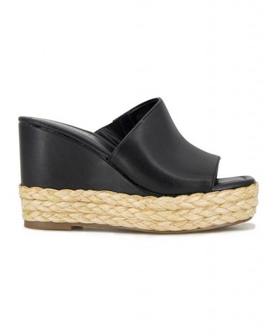 Women's Maria Mule Wedge Sandals Black $51.48 Shoes