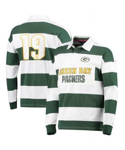 Men's Green and White Green Bay Packers Varsity Stripe Rugby Long Sleeve Polo $33.17 Polo Shirts