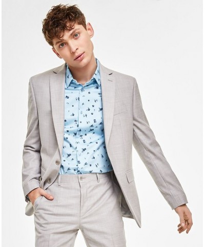 Men's Slim-Fit Sharkskin Suit Blazer Gray $40.67 Blazers