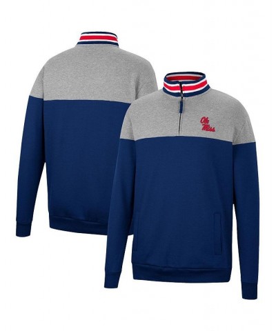 Men's Heathered Gray, Navy Ole Miss Rebels Be the Ball Quarter-Zip Top $37.09 Sweatshirt