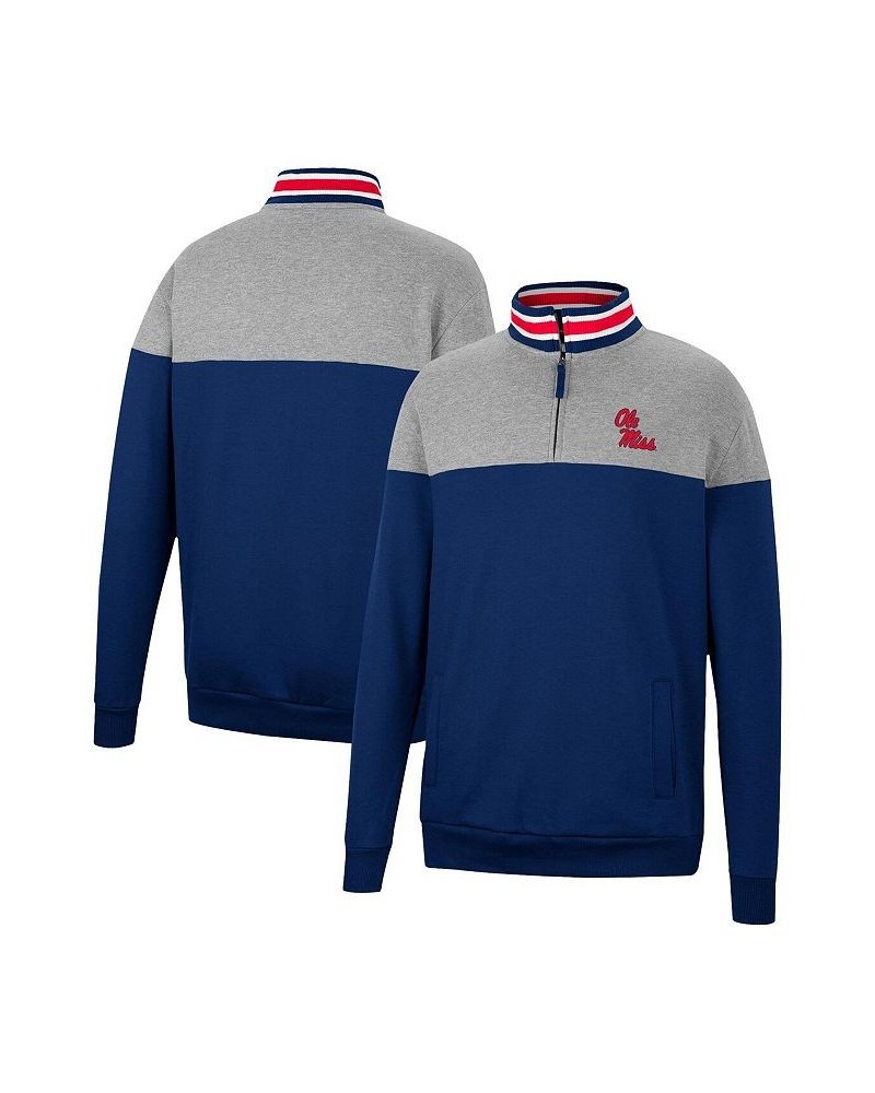 Men's Heathered Gray, Navy Ole Miss Rebels Be the Ball Quarter-Zip Top $37.09 Sweatshirt