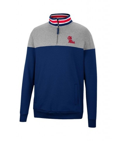 Men's Heathered Gray, Navy Ole Miss Rebels Be the Ball Quarter-Zip Top $37.09 Sweatshirt