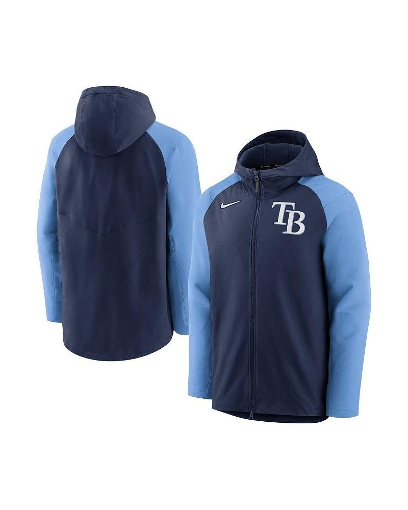 Men's Navy, Light Blue Tampa Bay Rays Authentic Collection Performance Raglan Full-Zip Hoodie $54.00 Sweatshirt