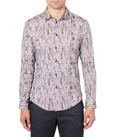 Men's Opal Liquid Knit Long Sleeve Button Up Shirt Gray $46.64 Shirts