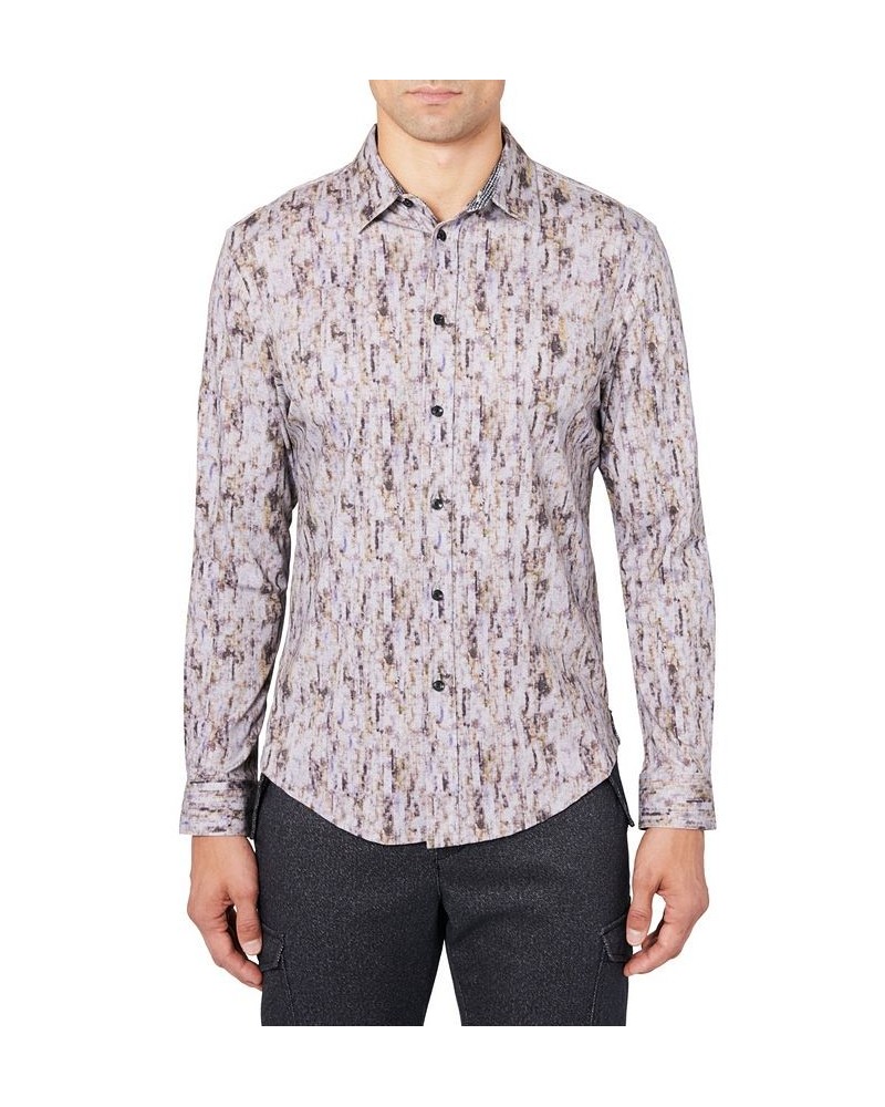 Men's Opal Liquid Knit Long Sleeve Button Up Shirt Gray $46.64 Shirts