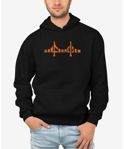 Men's San Francisco Bridge Word Art Hooded Sweatshirt Black $25.80 Sweatshirt