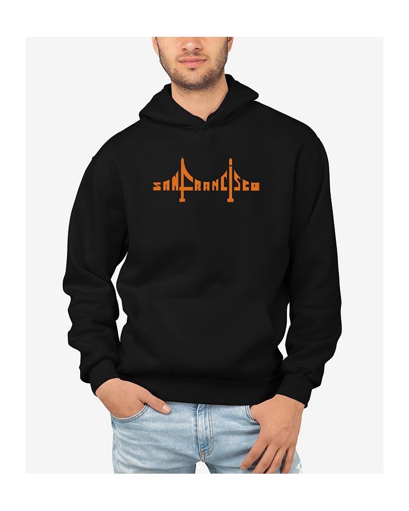 Men's San Francisco Bridge Word Art Hooded Sweatshirt Black $25.80 Sweatshirt