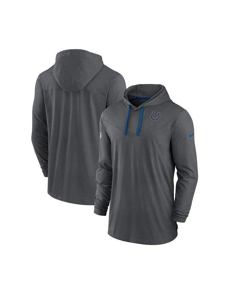 Men's Charcoal Indianapolis Colts Sideline Pop Performance Pullover Long Sleeve Hoodie T-shirt $43.99 T-Shirts