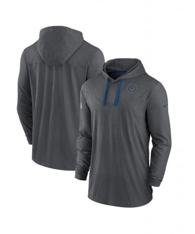 Men's Charcoal Indianapolis Colts Sideline Pop Performance Pullover Long Sleeve Hoodie T-shirt $43.99 T-Shirts