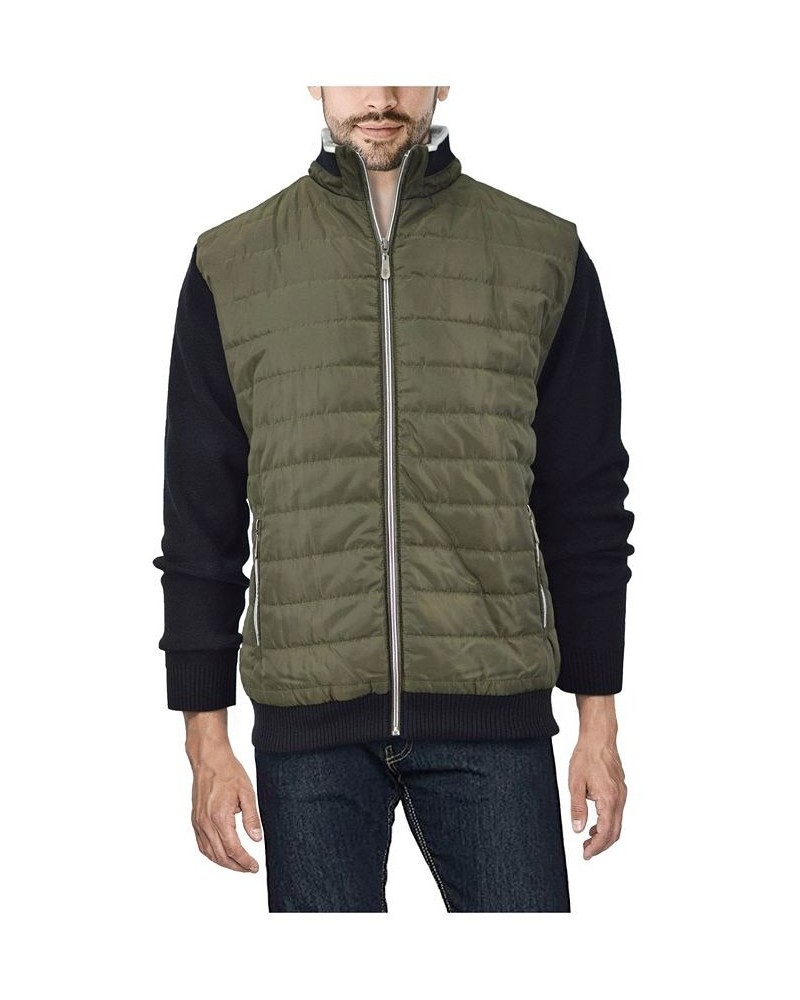 Men's Lightly Padded Hybrid Sweater Jacket Green $36.66 Sweatshirt