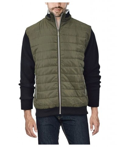 Men's Lightly Padded Hybrid Sweater Jacket Green $36.66 Sweatshirt