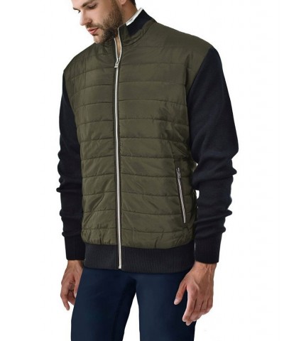 Men's Lightly Padded Hybrid Sweater Jacket Green $36.66 Sweatshirt