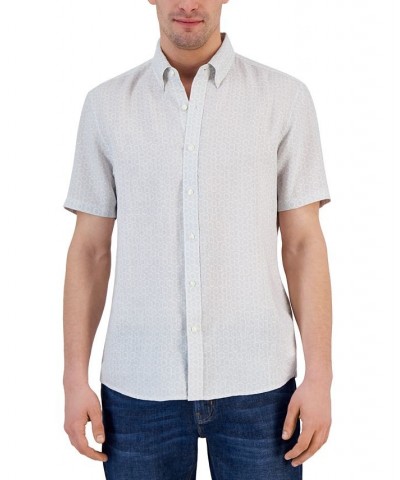 Men's Linen Printed Slim-Fit Button-Down Shirt PD03 $29.57 Shirts