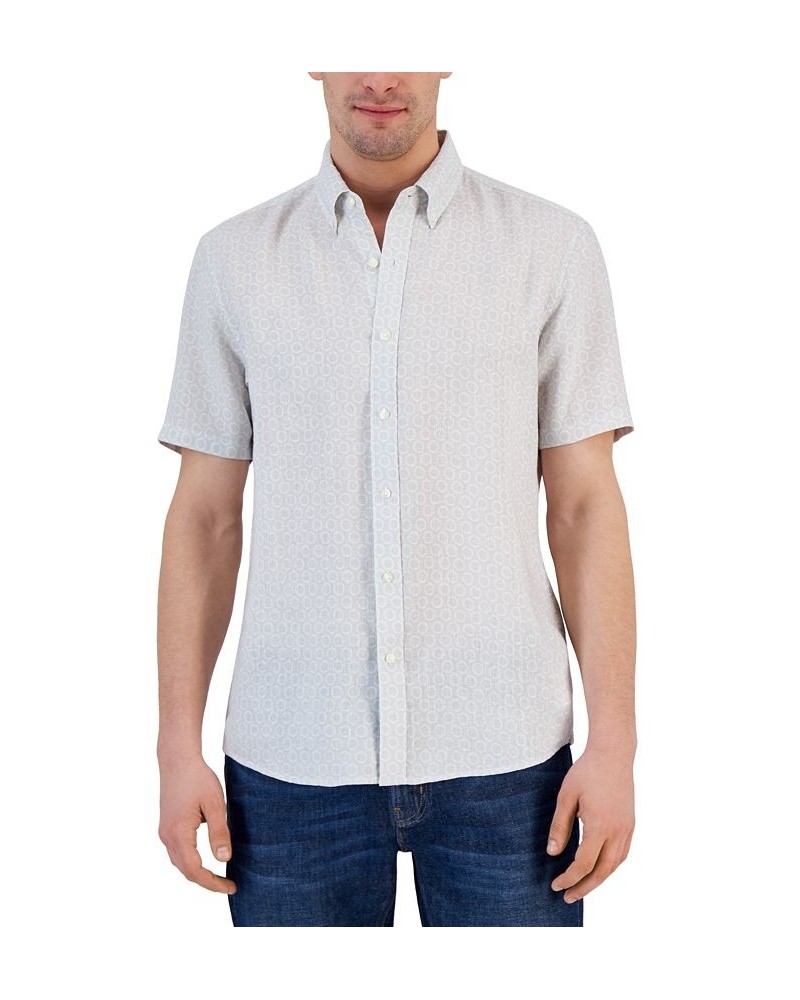 Men's Linen Printed Slim-Fit Button-Down Shirt PD03 $29.57 Shirts