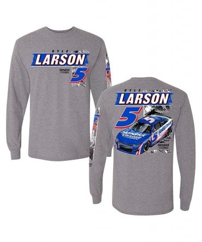 Men's Heather Gray Kyle Larson Three-Spot Car Long Sleeve T-shirt $22.00 T-Shirts