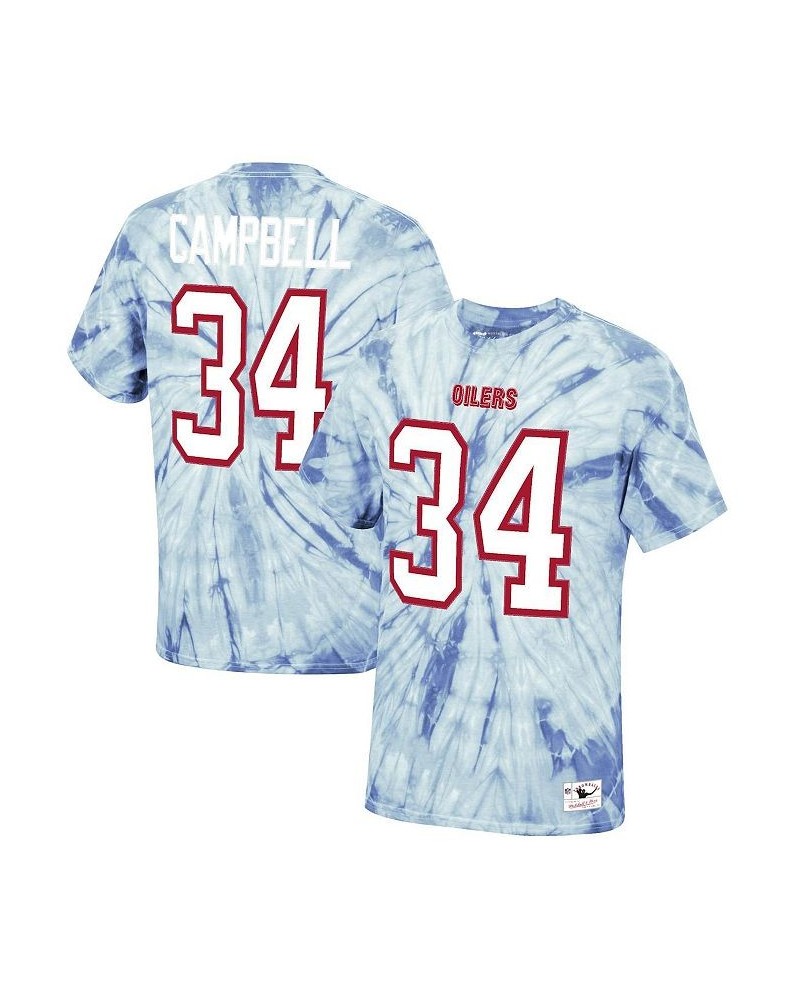 Men's Earl Campbell Light Blue Houston Oilers Tie-Dye Retired Player Name and Number T-shirt $28.19 T-Shirts