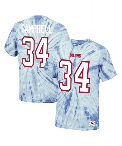 Men's Earl Campbell Light Blue Houston Oilers Tie-Dye Retired Player Name and Number T-shirt $28.19 T-Shirts