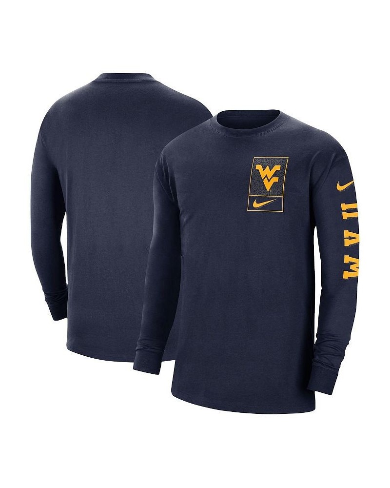 Men's Navy West Virginia Mountaineers Seasonal Max90 2-Hit Long Sleeve T-shirt $22.50 T-Shirts