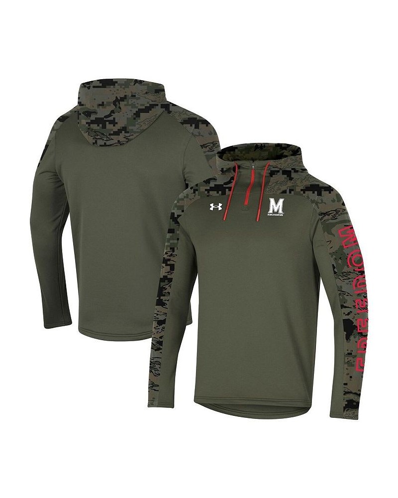 Men's Olive Maryland Terrapins Freedom Quarter-Zip Pullover Hoodie $42.32 Sweatshirt