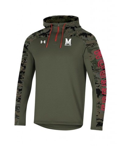 Men's Olive Maryland Terrapins Freedom Quarter-Zip Pullover Hoodie $42.32 Sweatshirt