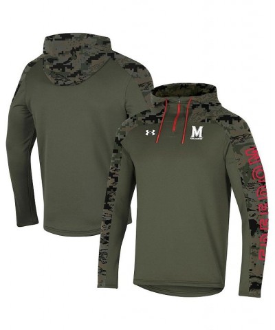 Men's Olive Maryland Terrapins Freedom Quarter-Zip Pullover Hoodie $42.32 Sweatshirt