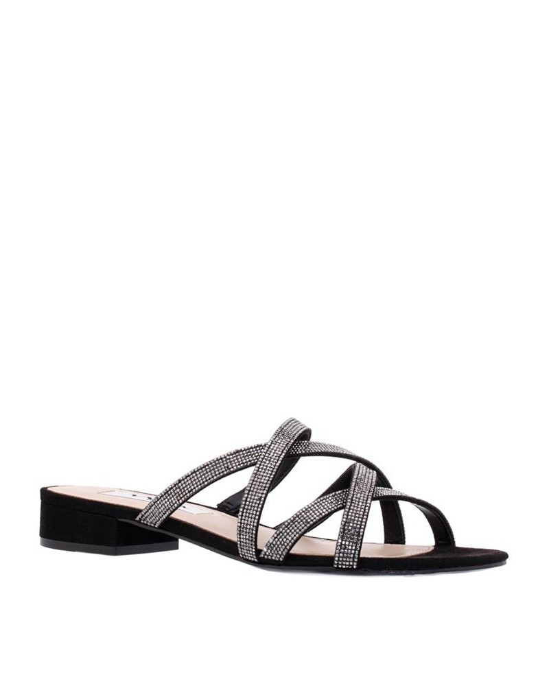 Women's Selina Evening Flat Sandal Black $43.56 Shoes