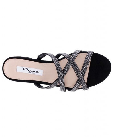 Women's Selina Evening Flat Sandal Black $43.56 Shoes