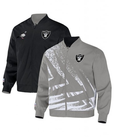 Men's NFL X Staple Gray Las Vegas Raiders Embroidered Reversable Nylon Jacket $44.19 Jackets