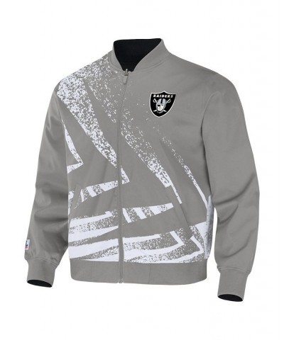 Men's NFL X Staple Gray Las Vegas Raiders Embroidered Reversable Nylon Jacket $44.19 Jackets