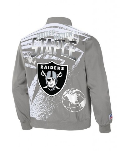 Men's NFL X Staple Gray Las Vegas Raiders Embroidered Reversable Nylon Jacket $44.19 Jackets