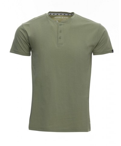 Men's Basic Henley Neck Short Sleeve T-shirt PD17 $17.39 T-Shirts