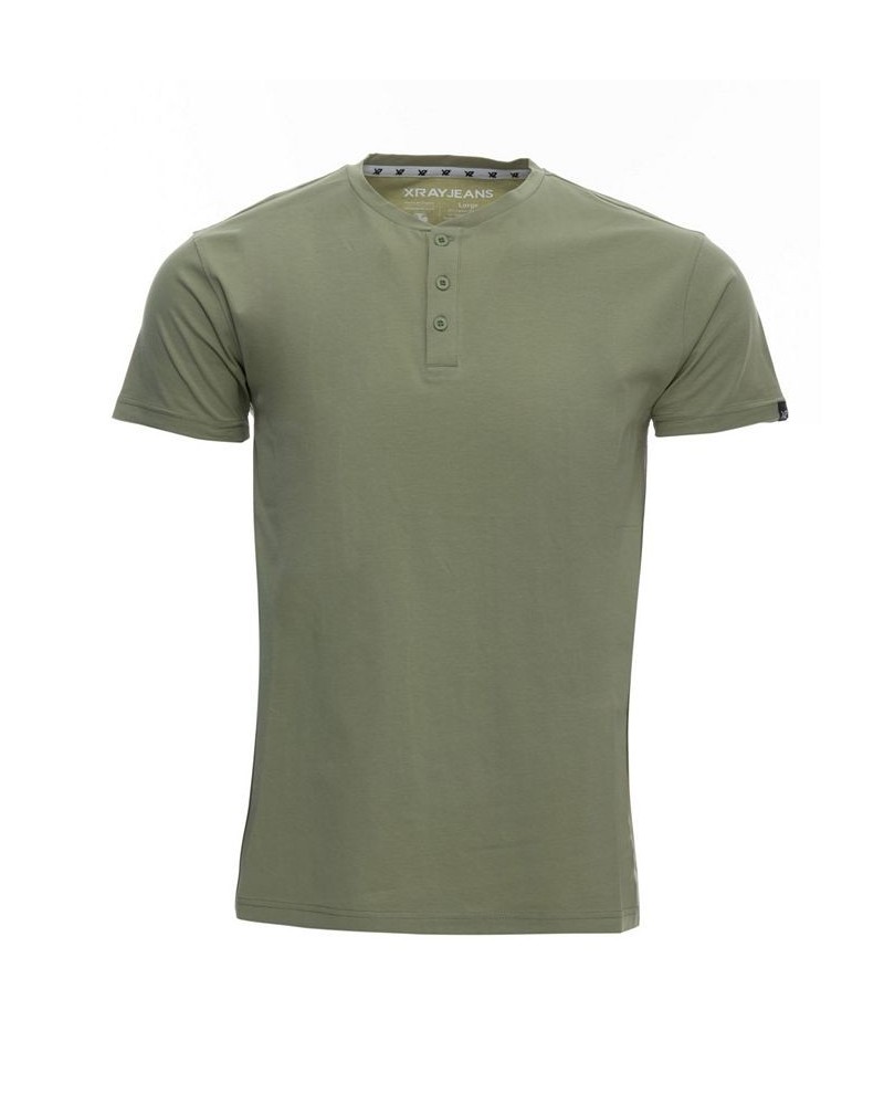 Men's Basic Henley Neck Short Sleeve T-shirt PD17 $17.39 T-Shirts