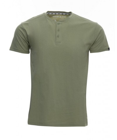 Men's Basic Henley Neck Short Sleeve T-shirt PD17 $17.39 T-Shirts