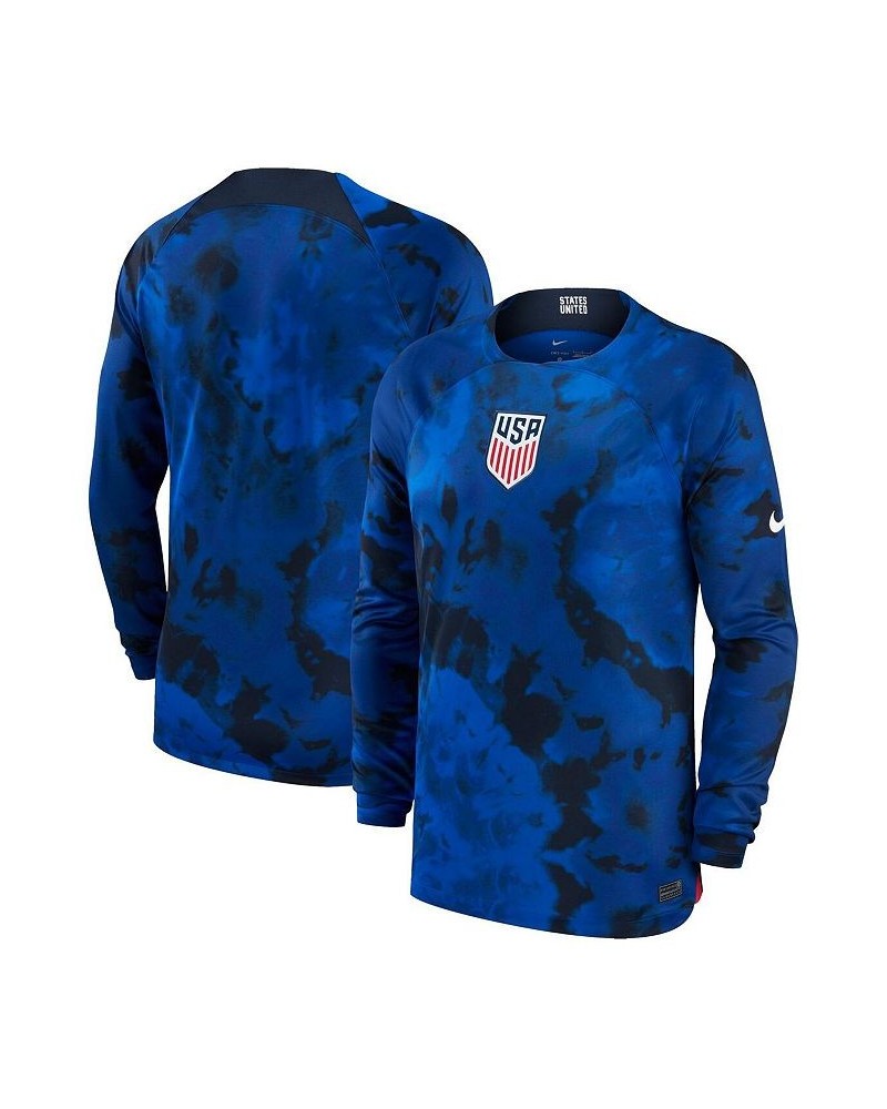 Men's Blue USMNT 2022/23 Home Breathe Stadium Replica Blank Long Sleeve Jersey $45.08 Jersey