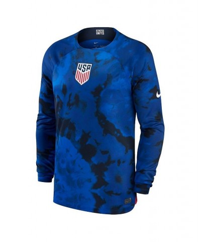 Men's Blue USMNT 2022/23 Home Breathe Stadium Replica Blank Long Sleeve Jersey $45.08 Jersey