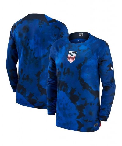 Men's Blue USMNT 2022/23 Home Breathe Stadium Replica Blank Long Sleeve Jersey $45.08 Jersey