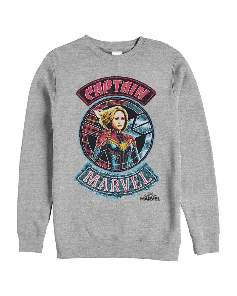 Marvel Men's Captain Marvel Patchwork Logos, Crewneck Fleece Gray $30.79 Sweatshirt