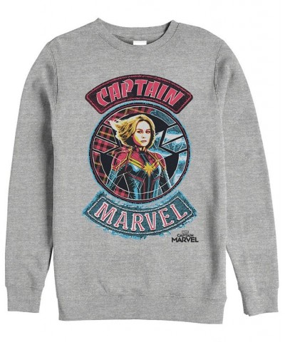 Marvel Men's Captain Marvel Patchwork Logos, Crewneck Fleece Gray $30.79 Sweatshirt