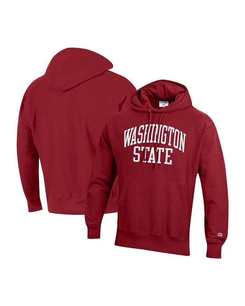 Men's Crimson Washington State Cougars Team Arch Reverse Weave Pullover Hoodie $50.34 Sweatshirt