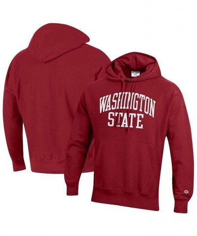 Men's Crimson Washington State Cougars Team Arch Reverse Weave Pullover Hoodie $50.34 Sweatshirt