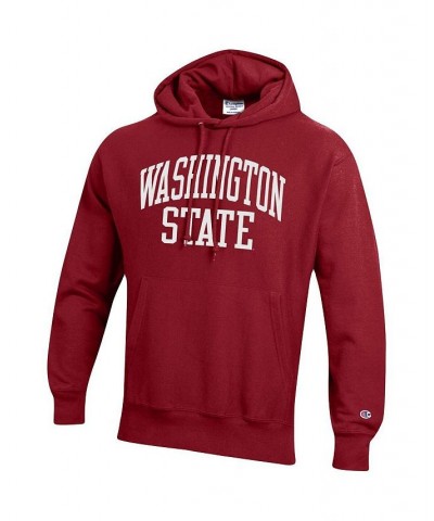 Men's Crimson Washington State Cougars Team Arch Reverse Weave Pullover Hoodie $50.34 Sweatshirt