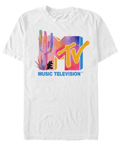 Men's Colorful Desert Water Color Logo Short Sleeve T- shirt White $17.84 T-Shirts