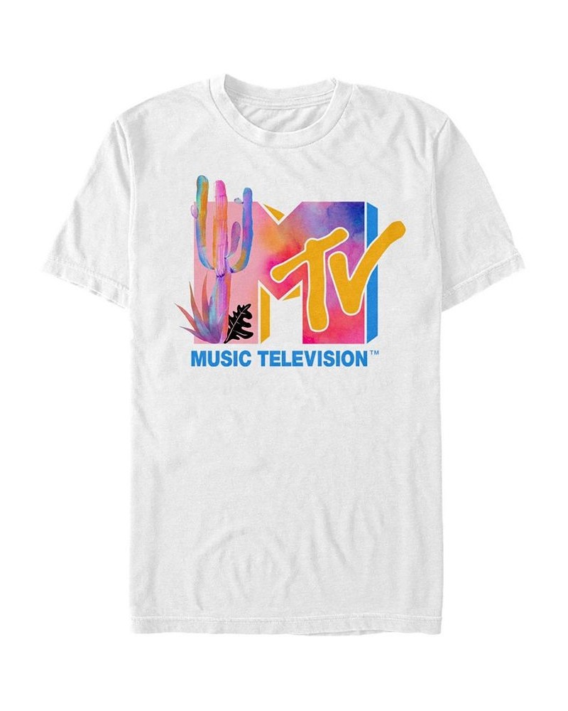 Men's Colorful Desert Water Color Logo Short Sleeve T- shirt White $17.84 T-Shirts