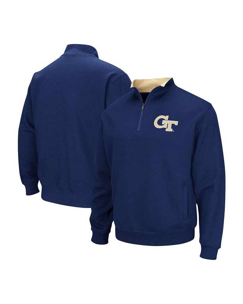 Men's Navy Georgia Tech Yellow Jackets Tortugas Logo Quarter-Zip Pullover Jacket $35.99 Sweatshirt